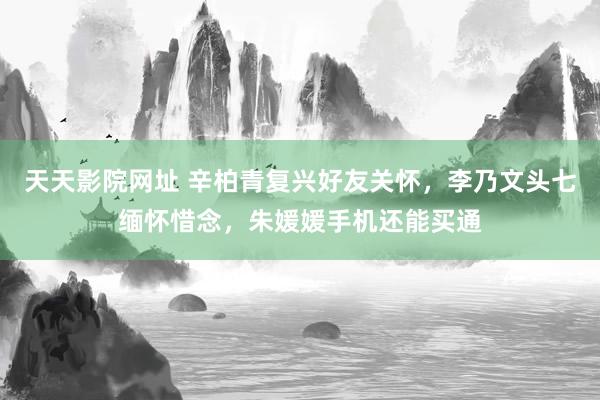 天天影院网址 辛柏青复兴好友关怀，李乃文头七缅怀惜念，朱媛媛手机还能买通