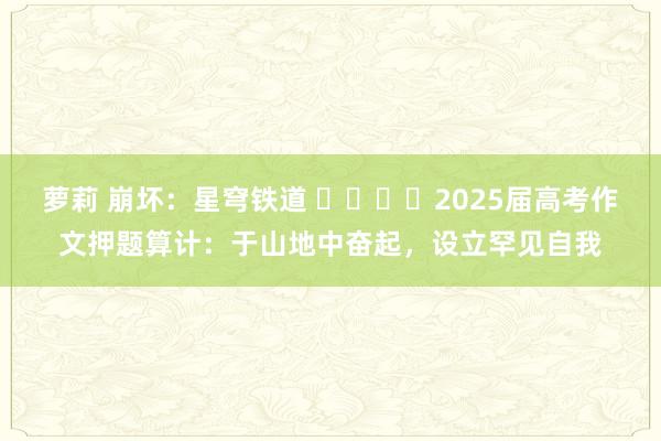 萝莉 崩坏：星穹铁道 ​​​​2025届高考作文押题算计：于山地中奋起，设立罕见自我