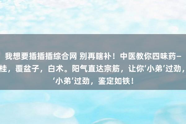 我想要插插插综合网 别再瞎补！中医教你四味药——桂枝，肉桂，覆盆子，白术。阳气直达宗筋，让你‘小弟’过劲，鉴定如铁！