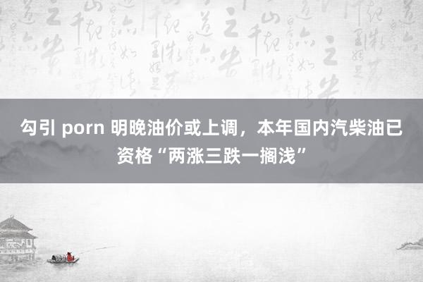 勾引 porn 明晚油价或上调，本年国内汽柴油已资格“两涨三跌一搁浅”